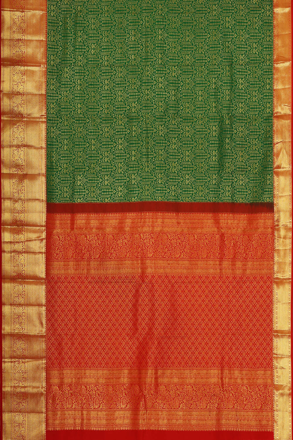 Image of Kanchipattu Dark Green Brocade Saree